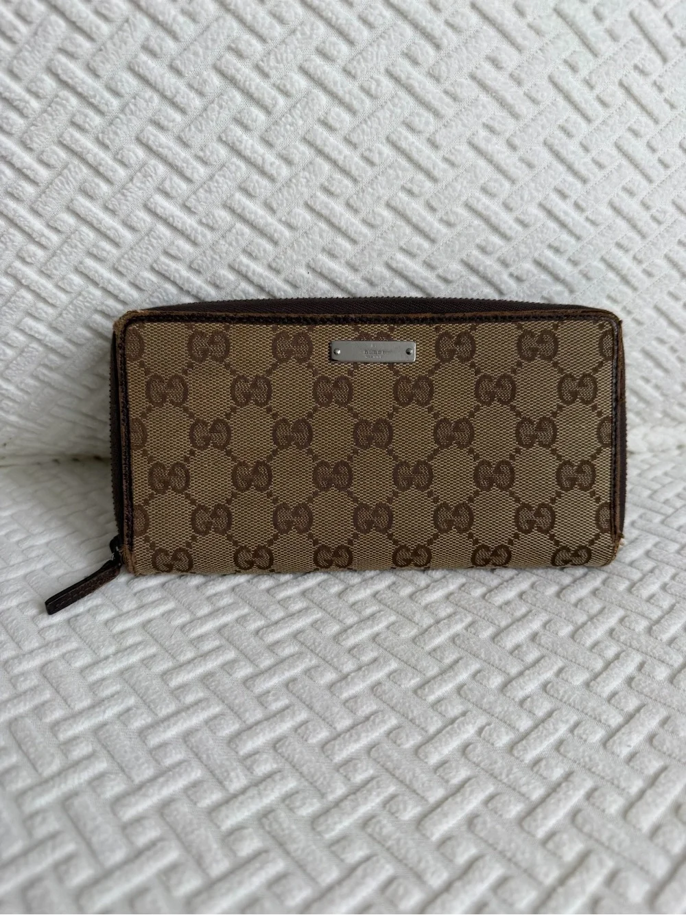 Gucci Tan/Brown GG Canvas Zip Wallet